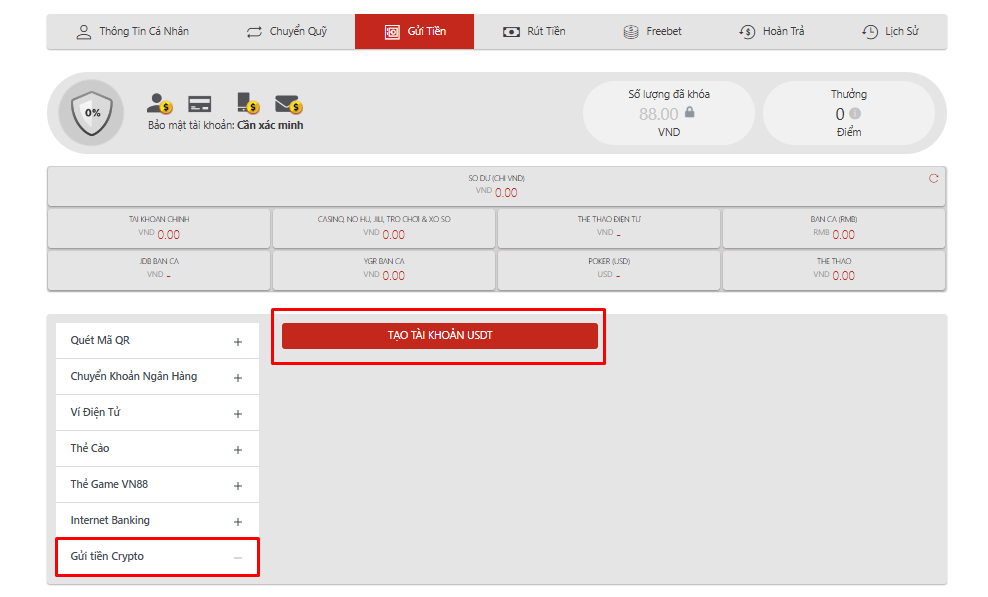 Nạp crypto VN88