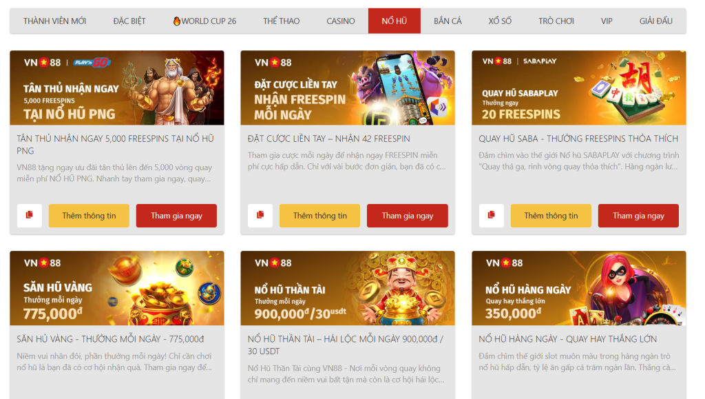 ưu đãi VN88 slot