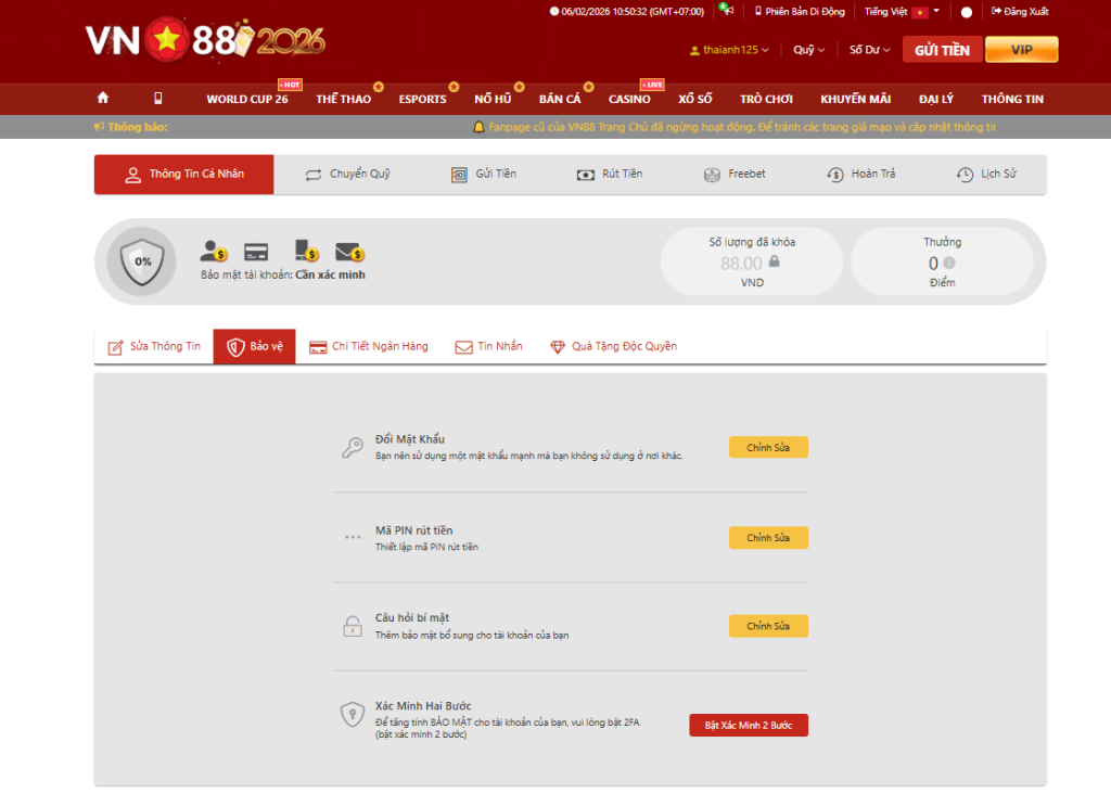Quy định tài khoản VN88