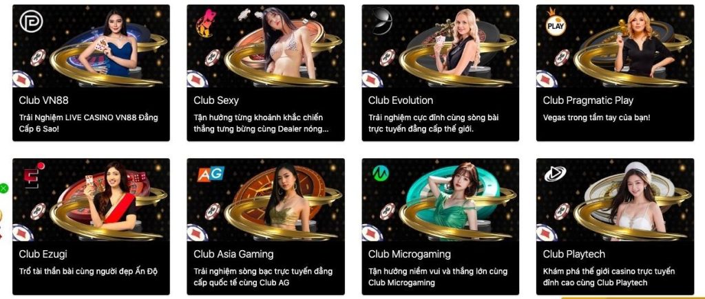 Các sảnh chơi casino VN88