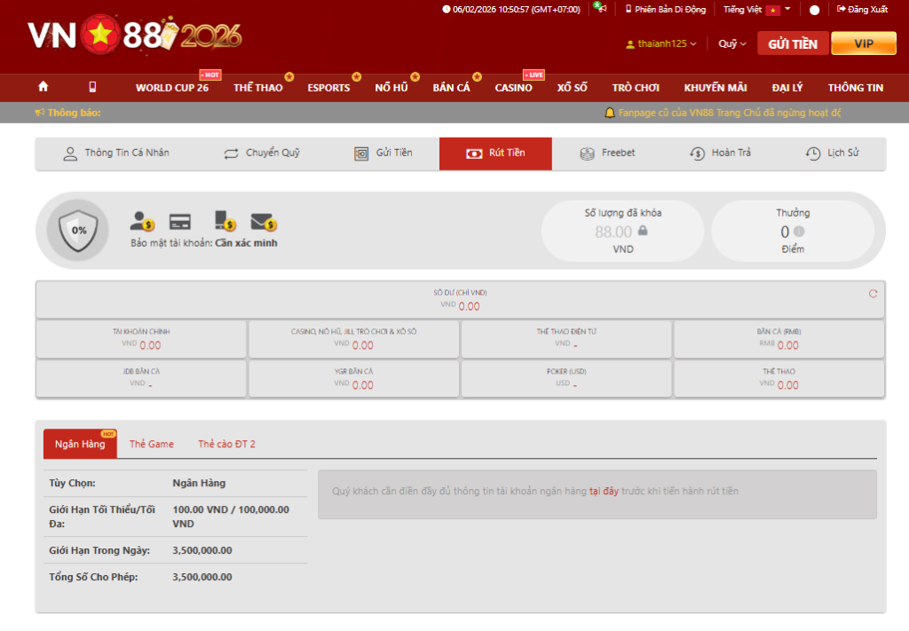 Quy định giao dịch VN88